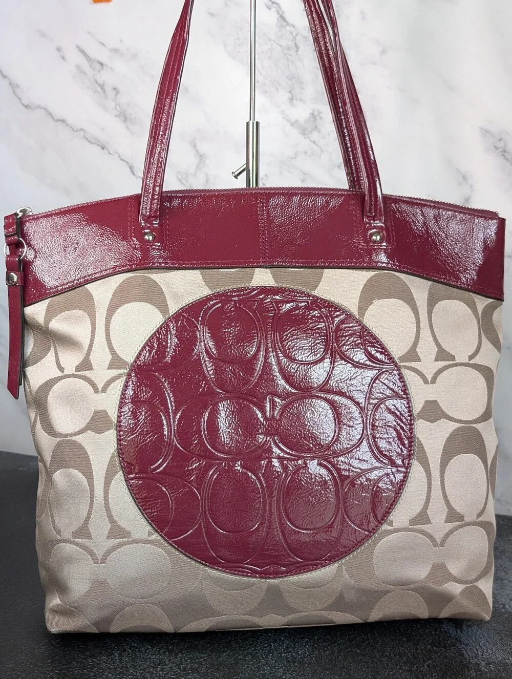 Coach Laura Signature Tote F18335 -Berry - Picture 3 of 14